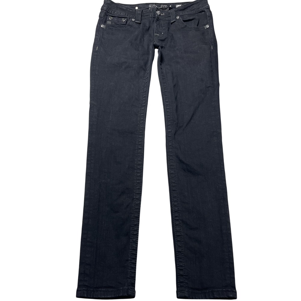 Miss Me Jeans Womens 28 Black Dark Wash Low Rise Skinny Stretch Denim 28x31